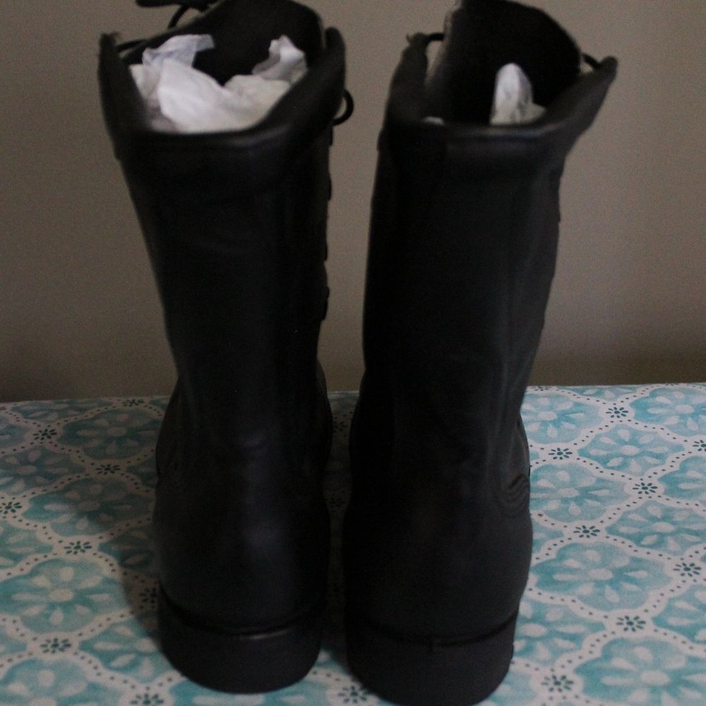 New Vintage Black Leather Military Combat Lace Up Boots Women's Size 8 1/2 N - Picture 6 of 9